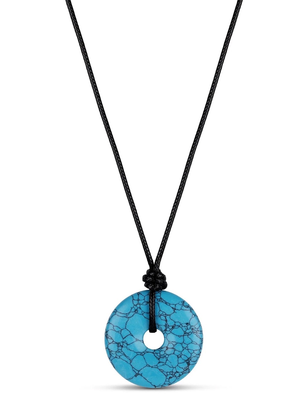 Mayamar Turquoise Donut Pendant Necklace with Black Cord (NWT)